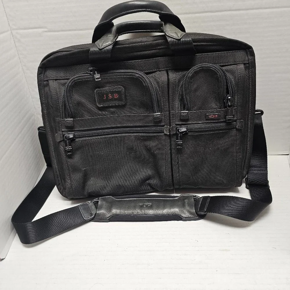 Black Tumi Alpha Bag Strap Adjustable Laptop Brief Case Briefcase Handles T-Pass